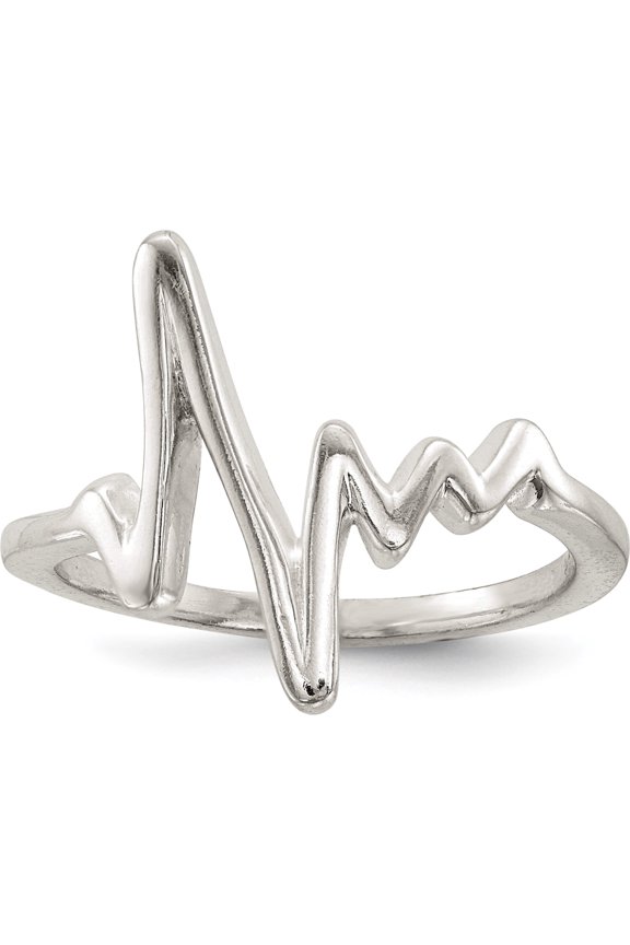Sterling Silver Polished Fancy Heartbeat Ring (Size 8) Made In India qr6594-8