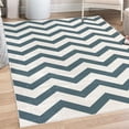 thumbnail image 1 of Striped Decorative Rug, Modern Summer Season Pattern Zigzag Tile Design Wavy Curved Horizontal Motif, Quality Carpet for Bedroom Dorm and Living Room, 6 Sizes, Slate Blue, by Ambesonne, 1 of 4