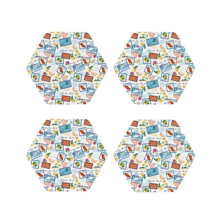

Tideii Stamp for Leather Coasters 4 Pieces Anti-fouling and Anti-scalding Decorative Coasters Suitable for Restaurants Kitchens Coffee Shops-Hexagon