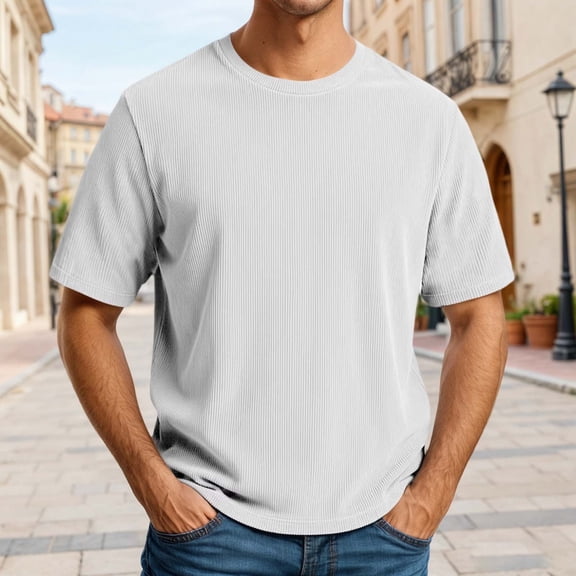 Mens T Shirts Short Sleeve Crewneck Shirts Basic White Tshirt Mens Vacation Outfits