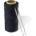 thumbnail image 1 of 4" 2 pcs Professional Upholstery Large Eye Long Needle,Easy to Thread,with 1 roll 284 Yard 150D 1mm-Width Leather Sewing Waxed Thread,Black.(4 inch 2 pcs), 1 of 5