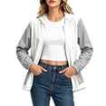 thumbnail image 2 of Waterproof Zip Up Rain Jackets for Women Plus Size Hooded Solid Long Sleeved Zipper Jacket Top Blouse Casual Pocket Coat, 2 of 6