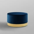 thumbnail image 4 of Nicole Miller Cocktail Ottoman Anson Velvet Upholstered Metal Trim Base Glam Style, Navy/ Gold, 4 of 9