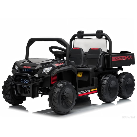 24V 2-Seater Kids Electric Ride-On UTV, Ride-On Dump Truck with 3-Speed Parental Remote Control, Electric Dump Bed, Sand Shovel, 110 Lb Capacity, Ages 3-8, Black