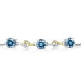 thumbnail image 2 of Gem Stone King 925 Silver and 10K Yellow Gold Persian Blue Moissanite and White Created Sapphire Tennis Bracelet for Women | 1.52 Cttw | Round 5MM and 1.3MM | Fully Adjustable up to 9 inches, 2 of 5