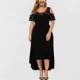 thumbnail image 4 of JGTDBPO Robes d'Été Grande Taille pour Femmes 2023 Robes T-Shirts Décontractées Manches Courtes Col Ras du Cou Épaules Dénudées Robe en Dentelle Patchwork, 4 of 4