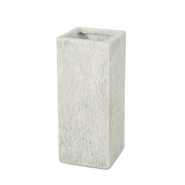 Severino Outdoor Small Cast Stone Planter, Antique White