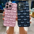 thumbnail image 4 of for iPhone 14 Pro Max Case for Women Men, Fashion 3D Woven Pattern Bump Feel, with Full Camera Protection Back Cover, Grid Phone Case for iPhone 14 Pro Max (6.7") - Pink, 4 of 10