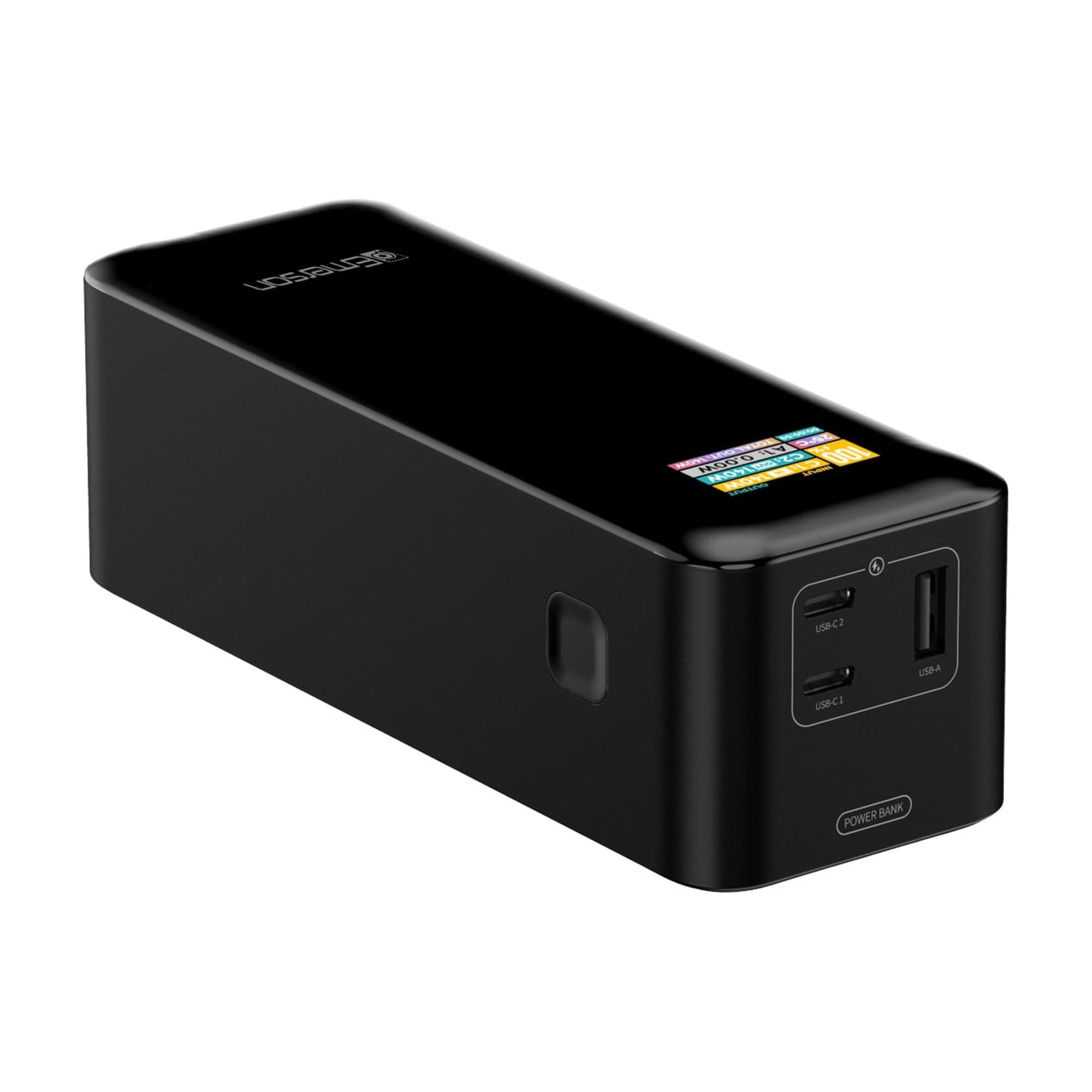 Emerson Power Bank 27,000mAh with PD 140W and Intelligent Digital TFT Display, Black - PB2712B