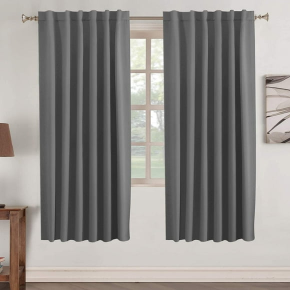 AIR-Blackout Curtains Thermal Insulated Window Treatment Panels Rod Pocket Window Panels for Small Windows Thermal Insulated Back Tab Curtains, 52inch x 72inch, Charcoal Gray, 2 Panels