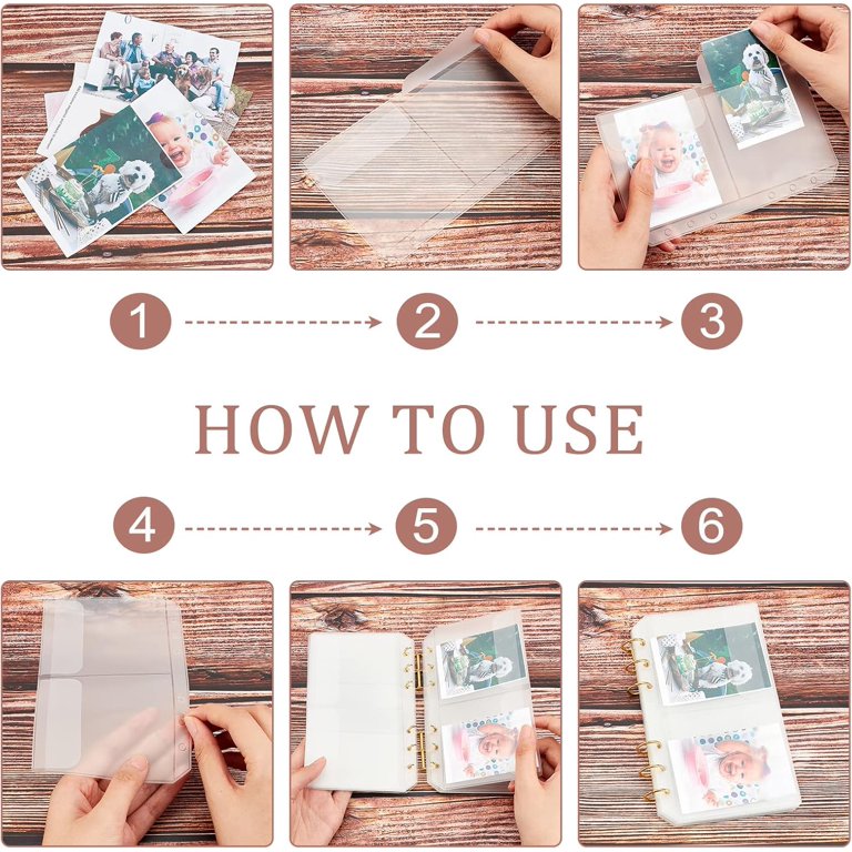 16 Pcs A6 6-Holes Binder Pockets Plastic Name Card Sleeves Pages Binder  Loose Leaf Bags Business Card Sleeves Pages Bill Pouch for DIY Personal ...