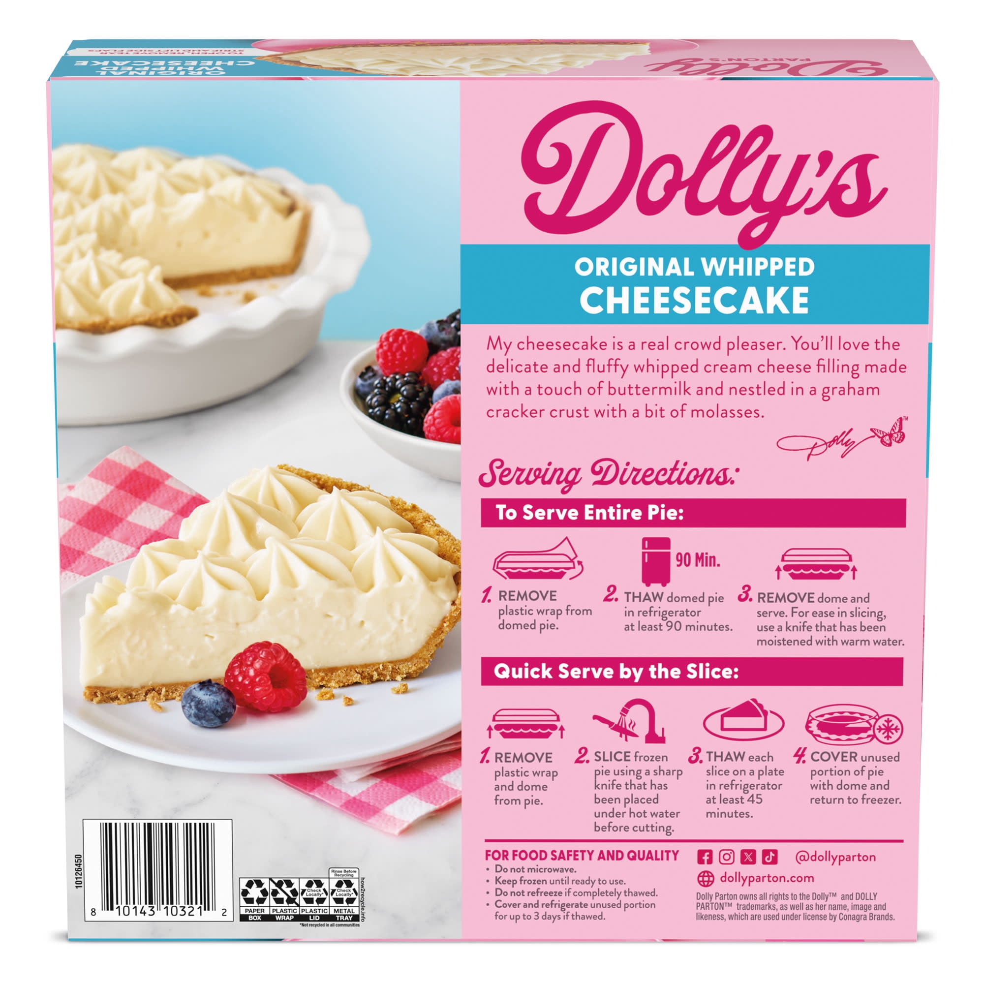 Dolly Parton's Original Whipped Cheesecake, Thaw-and-Serve (Frozen) 24 oz.