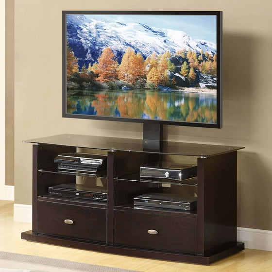Whalen Espresso TV Stand with Swinging Mount for TVs up to 56