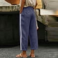 thumbnail image 6 of Hurxie Women Side Stripe Pants Y2k Elastic Waist Wide Leg Baggy Track Pant Lace Trim Parachute Pants with Pockets Navy,L, 6 of 7