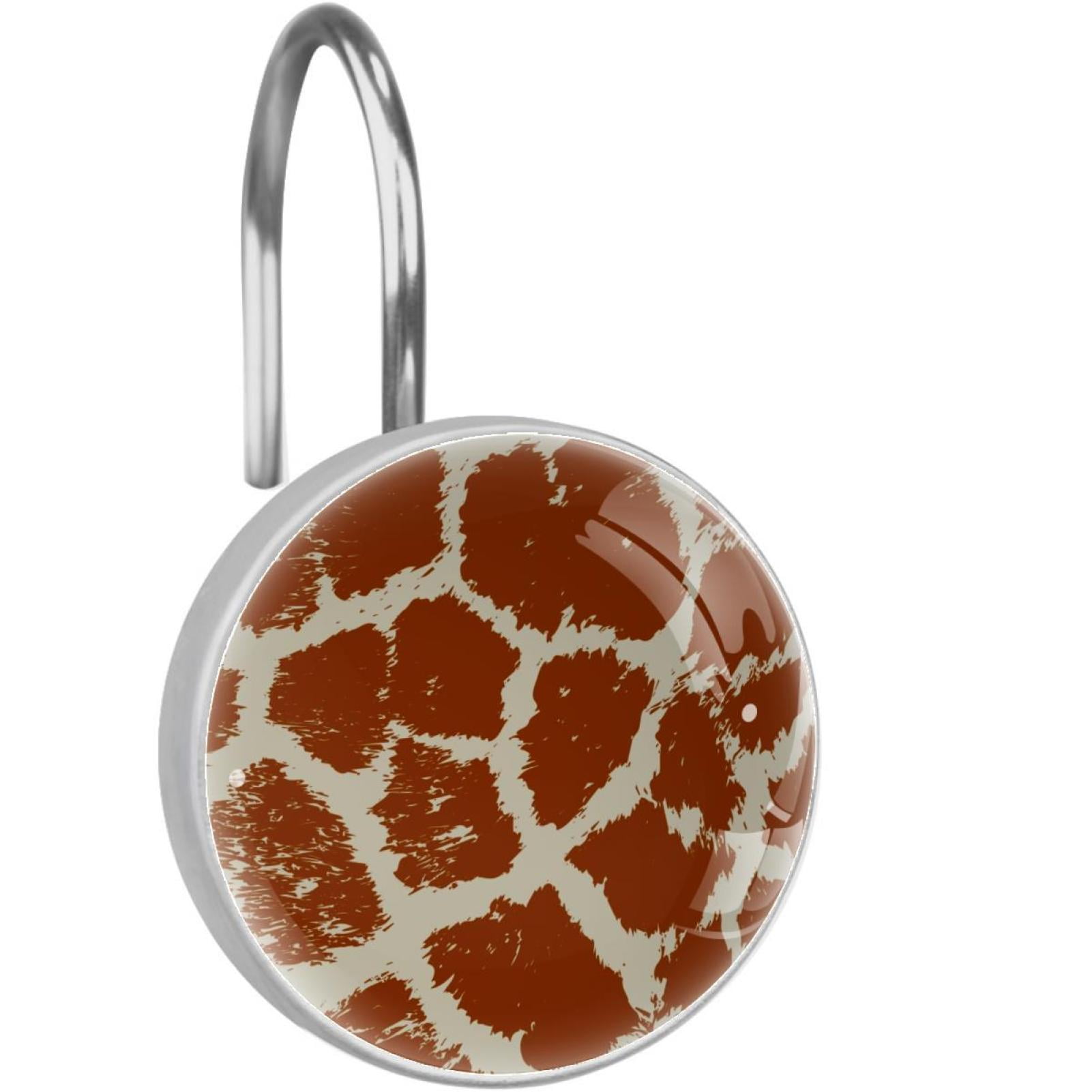 Colorful Animal Skin Giraffe Shower Curtain Hooks（Set of 12）for Home