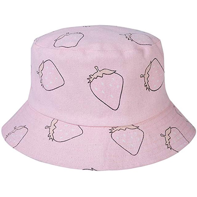 Fruit Print Bucket Hat Banana Pattern Fisherman Hats Summer Reversible Packable Cap