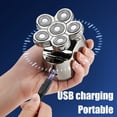 thumbnail image 4 of 6D Floating Rotary Razor Men's Electric Head Shaver USB Rechargeable Hair Trimmer 6 in 1 Waterproof Beard Trimmer Care Kit, 4 of 11
