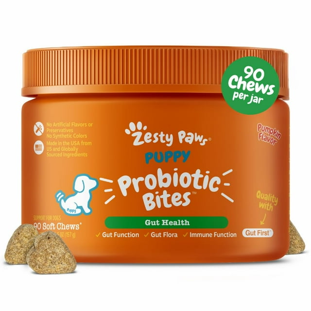 Probióticos Zesty Paws para Cachorros - 90 Gomitas para la Salud Digestiva