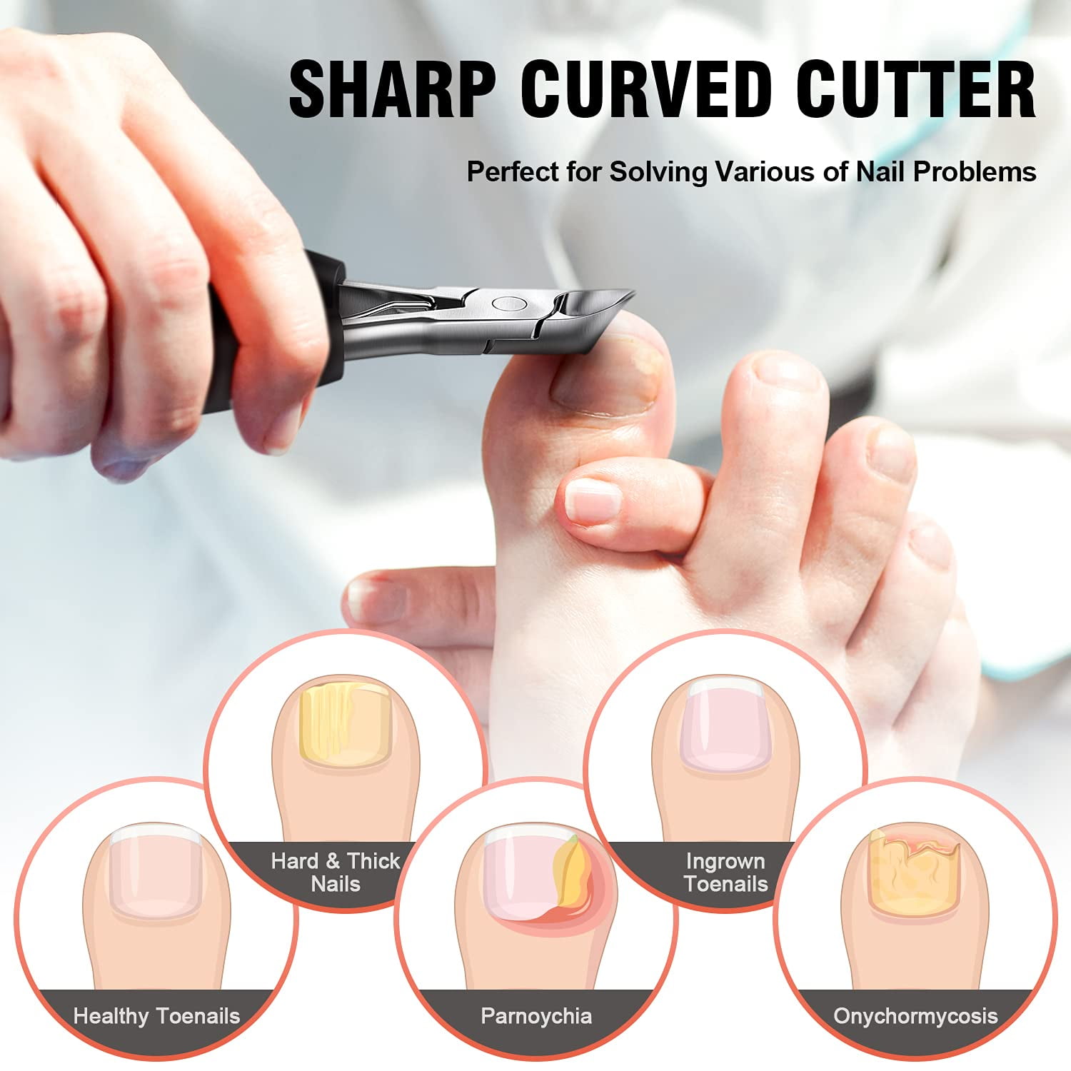 Professional Toenail Clippers - Super Sharp Curved Blade For Thick &  Ingrown Toenails - Perfect Pedicure Clippers For Men & Seniors - Temu