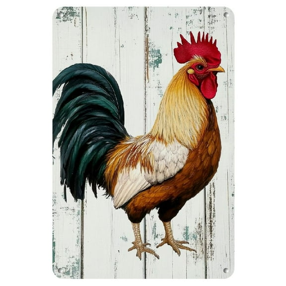 1pc Rooster Kitchen Decorative Metal Painting Logo Wall Art Farmhouse Chicken Metal Painting Poster Home Kitchen Cafe Club Restaurant Kitchen Garden Gift for chicken lovers Metal signage 8x12 inches