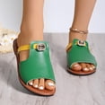 thumbnail image 1 of Fankiway Women's Rhinestone Buckle Flip Flops Flat Open Toe Beach Sandals Comfortable Plus Size Non-Slip Summer Green 5.5, 1 of 7