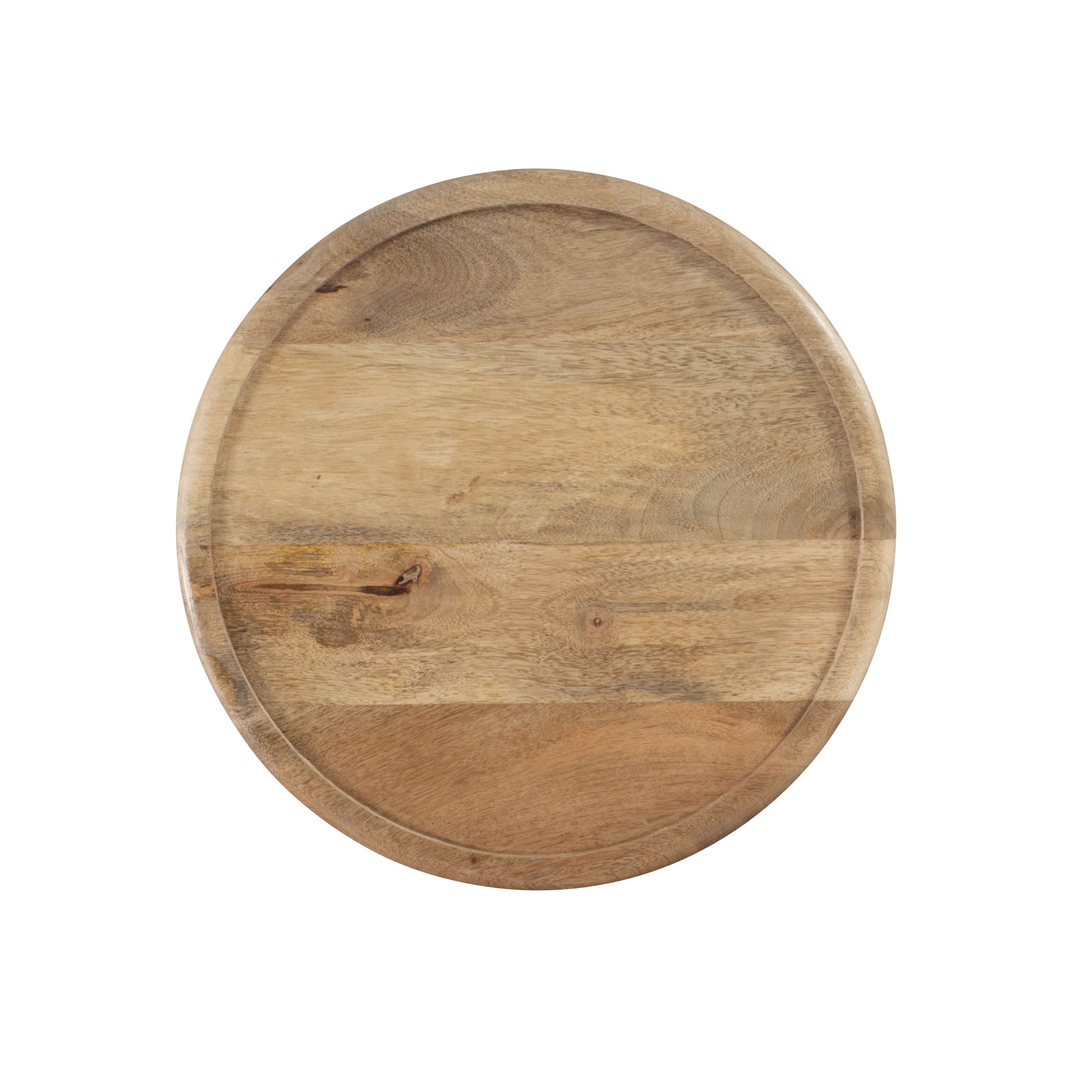 Powell Kacey Carved Wood Round Indoor End Table, 18" Tall, Natural