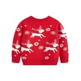 thumbnail image 7 of GYRATEDREAM Toddler Boys Girls Sweatshirts Christmas Reindeer Fleece Crewneck Pullover Xmas Winter Warm Sweaters Tops for 6Y Red, 7 of 7