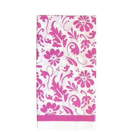 Elegant Pink Flower Plastic Table Cover, 54" x 108"