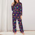 thumbnail image 2 of Fotbe mushroom rainbow color Skull Conjunto de Pijama de Manga Larga para Mujer con Estampado, Ropa de Dormir de 2 Piezas, Conjunto de Casa Suave y Cómodo con Bolsillos-Small, 2 of 7