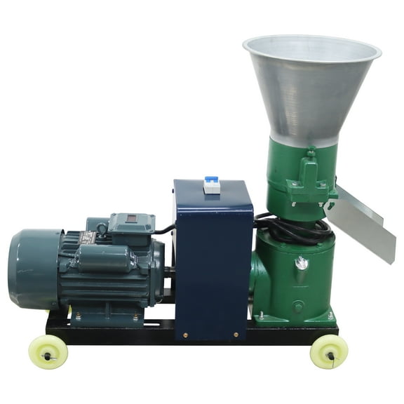 4MM Animal Feed Pellet Mill Machine with 2 Head Rollers Round Inlet Animal Food Maker Feed Granulator Machine 220V
