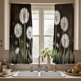 thumbnail image 2 of Vintage Flower Kitchen Curtains Dandelion Farmhouse Brown Wooden Small Short Window Curtains Rustic Country Floral Bathroom Curtain Bedroom 2 Panels Window Treatment Tiers 26x36 Inch, 2 of 3