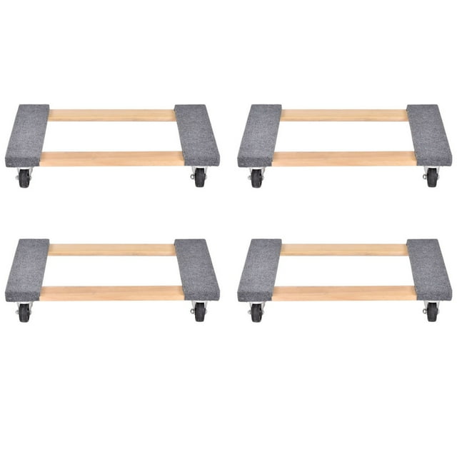 Costway 4 Pcs Chariot de Transport 30 Pouces x 18 Pouces Poignée de Déplacement 1000lb