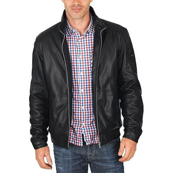 Men's Genuine Lambskin Leather Jacket Motorcycle Biker Zipper Jacket A029
