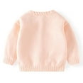 thumbnail image 3 of Toddler Girl Sweater Bow Solid Color Baby Knitted Sweater Cardigan Pinks 18 Months, 3 of 8