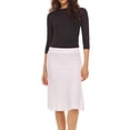 thumbnail image 2 of BGDK Women's Basic Plain Thin Lightweight Stretchy Ribbed Knit Knee Length A-Line Skirt Navy x Large, 2 of 3