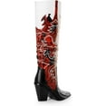 thumbnail image 3 of Ferwind Women's Cowgirl Boots Knee-High Western Embroidery Paisley Pull-on Adult Red  8, 3 of 7