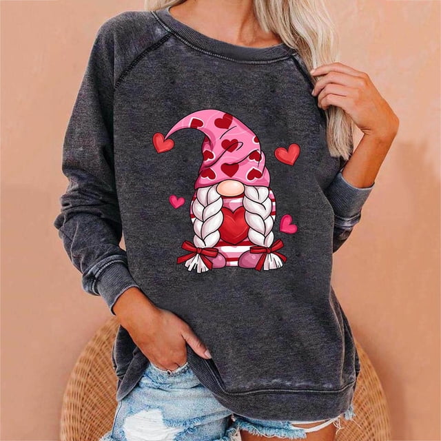 ICHUANYI Liquidación Mujer Casual Manga Completa Cuello Redondo Tops Blusa Suelta Sudadera con Estampado del Día de San Valentín ICHUANYI WER202308243961