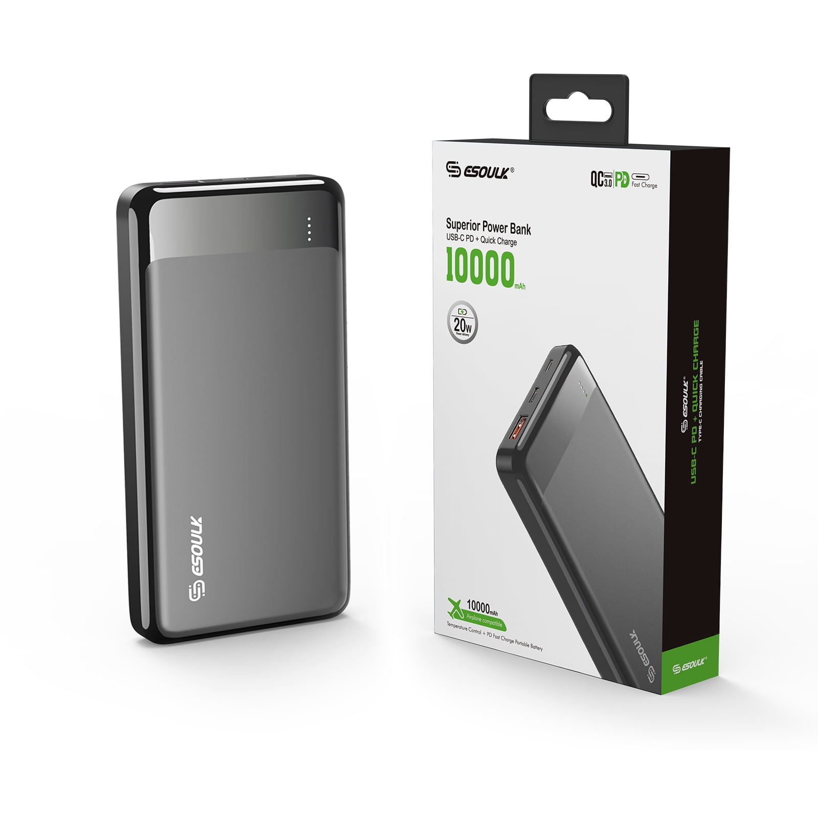 Esoulk 10000mAh USB-C PD20W / QC18W POWER BANK