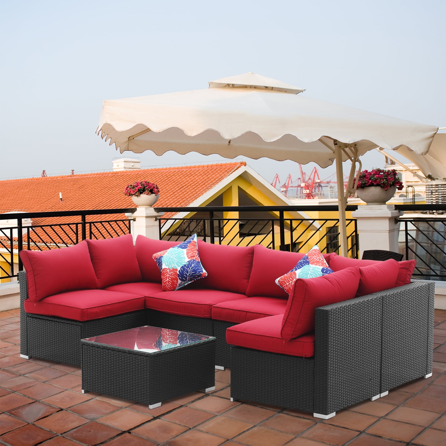Details about   3 PCS Patio Furniture Sets Wicker Rattan Ricker Sectional Armchairs Cushions US 