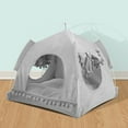 thumbnail image 3 of Pet tent house Portable Pet Den Pet Tent House Semi-Enclosed Foldable Cat & Small Dog Bed Indoor Outdoor Fleece Mat Washable Portable Pet Den with Breathable Mesh Gray, 3 of 5