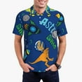 thumbnail image 2 of Balery Dinosaur In Space Printed Men’s Short Sleeve Polo Shirt, Midweight Men's Shirt,Golf Polo shirts -4X-Large, 2 of 8