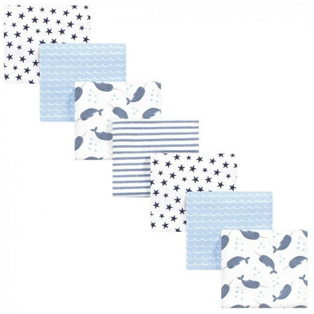 Hudson Baby Infant Boy Cotton Flannel Receiving Blankets Bundle Narwhal One Size