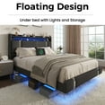 thumbnail image 3 of NEGYLIM Floating Bed Frame Full Size with LED Lights,Easy to Assemble, Metal Platform Bed with Storage Headboard, No Box Spring Needed, Black, 3 of 14