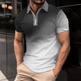 thumbnail image 6 of Afuyipoi Men's Printed Zip Shirt,Casual Button-Down Collar Short Sleeve Stretch T-Shirts Gray 2XL, 6 of 7