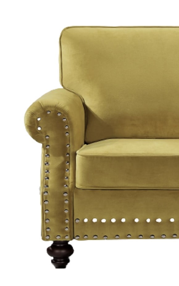 Uspridefurniture Feingold 61.4'' Velvet Rolled Arm Loveseat, Yellow