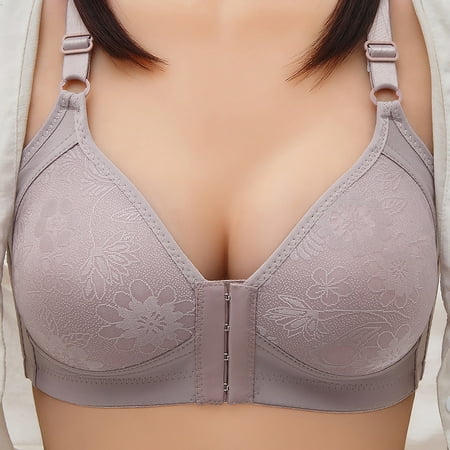 

3PC Women s Full Figure Front Close Support Bra Wirefree with Adjustable Straps