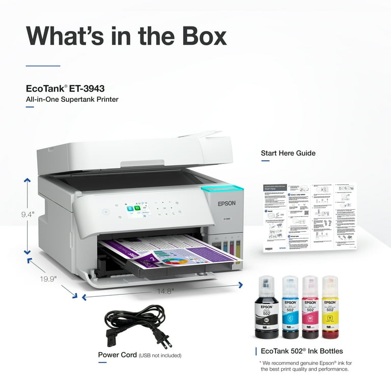 Epson EcoTank ET-3943 Wireless All-in-One Color Supertank Printer