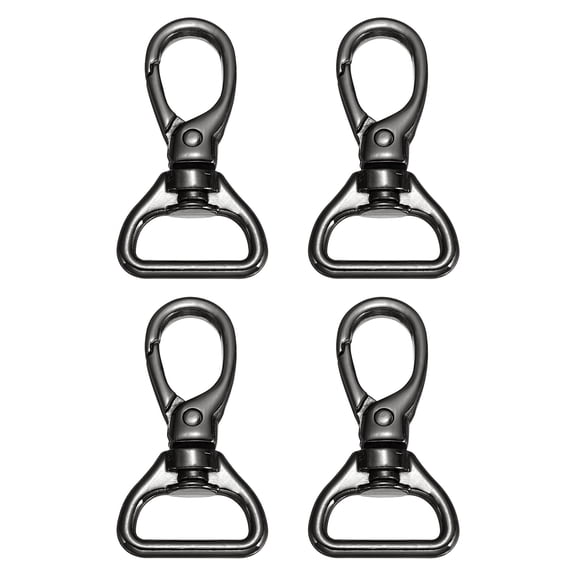 Uxcell Swivel Clasps, (3/4 Inch, Black) (4 Pcs), Metal Swivel Snap Hooks Curved Oval Trigger Snap Lobster Clips, Suit for - Keychain/Making DIY Crafts/Purse Hardware