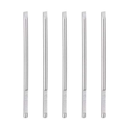 Uxcell 5pcs Screwdriver Replacement Blade SL0.6mm Slotted Head No Magnetic 0.7 (17mm) Long CR-V Steel Precision Screwdriver Bit with Round Shank for Watch Eyeglasses Jewelry Repair