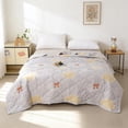 thumbnail image 4 of Yhmxh Edredón ligero de verano con estampado de tréboles, 150 x 198 cm, manta suave, transpirable y refrescante, lavable a máquina, edredón para todas las estaciones para cama, sofá, habitaciones c, 4 of 5
